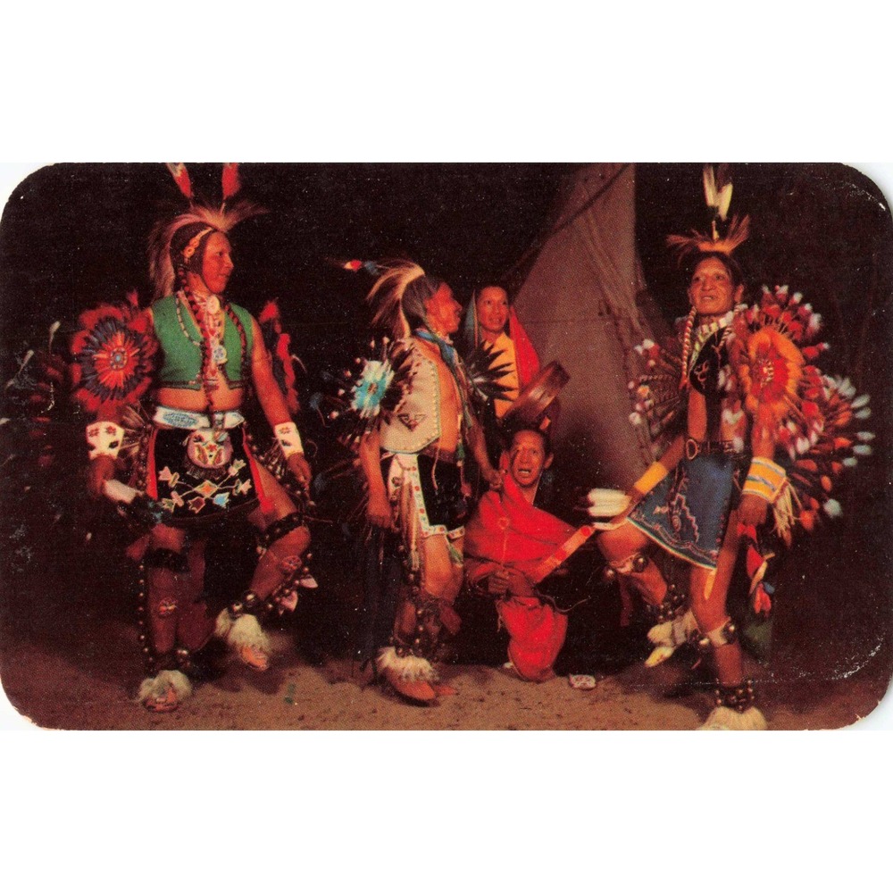 Vintage Indian War Dancers Postcard Ray Manley Kodachrome Bob Petley K168 VG - Picture 1 of 2